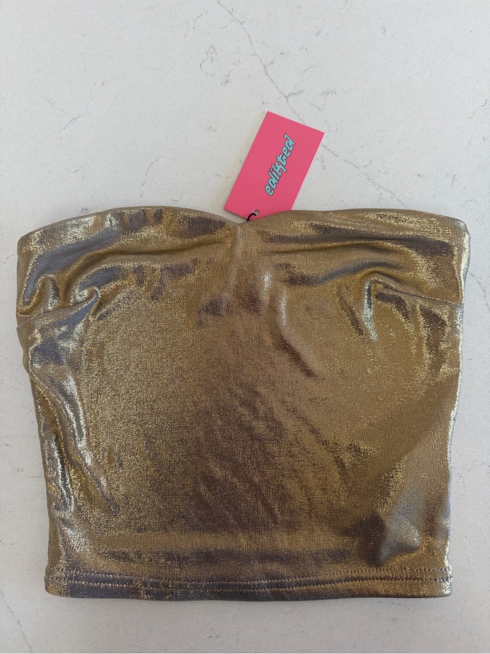 Edikted - Gold XS Metallic Strapless Tube Top